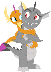 Size: 2525x3556 | Tagged: safe, artist:porygon2z, smolder, oc, oc:draco axel, dragon, g4, canon x oc, dragoness, female, high res, ship:dracolder, simple background, transparent background