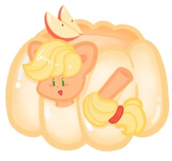 Size: 1080x1010 | Tagged: safe, artist:nuomi90990, applejack, earth pony, pony, g4, apple, female, food, jelly, mare, simple background, solo, waving, white background