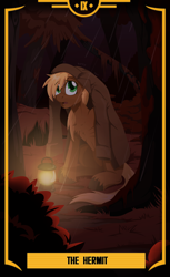 Size: 1128x1840 | Tagged: safe, artist:willoillo, oc, oc:threnody, pegasus, pony, fallout equestria, fallout equestria: speak, fanfic art, lantern, major arcana, tarot, tarot cards, the hermit