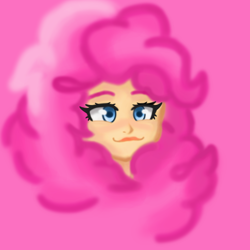 Size: 2000x2000 | Tagged: safe, artist:artevi, pinkie pie, human, equestria girls, g4, blue eyes, cute, fluffy, high res, pink background, simple background, solo