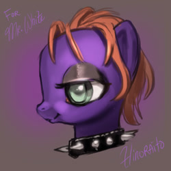 Size: 600x600 | Tagged: safe, artist:hinoraito, oc, oc only, pony, bust, collar, portrait, solo, spiked collar