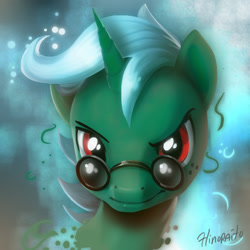 Size: 600x600 | Tagged: safe, artist:hinoraito, oc, oc only, oc:blue note, pony, unicorn, bust, dreamworks face, glasses, male, portrait, solo, stallion