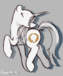 Size: 720x864 | Tagged: safe, artist:hinoraito, oc, oc only, pony, unicorn, eyes closed, looking up, sketch, solo
