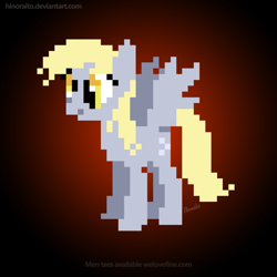 Size: 1299x1299 | Tagged: safe, artist:hinoraito, derpy hooves, pegasus, pony, g4, gradient background, pixel art, solo, spread wings, wings