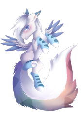 Size: 1280x1920 | Tagged: safe, artist:fluxittu, oc, oc only, oc:michini, pegasus, pony, blushing, coat markings, female, looking at you, mare, simple background, solo, spread wings, transparent background, wings