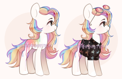 Size: 896x579 | Tagged: safe, artist:dammmnation, oc, oc only, earth pony, pony, base used, clothes, duo, earth pony oc, female, mare, multicolored hair, rainbow hair, smiling, sunglasses