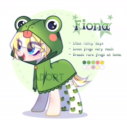 Size: 1944x1842 | Tagged: safe, artist:fenix-artist, oc, oc only, earth pony, frog, pony, abstract background, clothes, costume, earth pony oc, eyelashes, smiling, socks