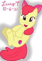 Size: 2330x3312 | Tagged: safe, artist:lucytwostickz, apple bloom, earth pony, pony, g4, female, filly, foal, high res, simple background, solo, white background