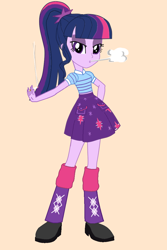 Size: 730x1095 | Tagged: safe, artist:tenhes24, sci-twi, twilight sparkle, human, equestria girls, g4, cigarette, simple background, smoking, solo