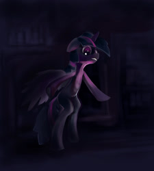 Size: 1528x1700 | Tagged: safe, artist:alexandrvirus, twilight sparkle, alicorn, pony, g4, bipedal, night, solo, twilight sparkle (alicorn)