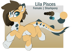 Size: 2719x1943 | Tagged: safe, artist:beardie, oc, oc only, oc:lila pisces, hybrid, original species, pony, shark, shark pony, chest fluff, eye clipping through hair, eyebrows, eyebrows visible through hair, female, fluffy, high res, leg fluff, looking at you, mare, smiling, smiling at you, solo