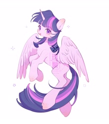 Size: 3053x3474 | Tagged: safe, artist:leafywind, twilight sparkle, alicorn, pony, g4, chest fluff, colored pupils, cute, female, high res, lightly watermarked, mare, obtrusive watermark, open mouth, simple background, solo, spread wings, twiabetes, twilight sparkle (alicorn), watermark, white background, wings