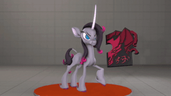 Size: 1280x720 | Tagged: safe, artist:pika-robo, oleander (tfh), classical unicorn, pony, unicorn, them's fightin' herds, 3d, animated, awwleander, book, cloven hooves, community related, curved horn, cute, dancing, dark magic, female, frown, horn, idle animation, leonine tail, magic, magic aura, mythology gag, no sound, smiling, solo, source filmmaker, sway, tail, taunting, test, unicornomicon, unshorn fetlocks, webm, white eyes, youtube link