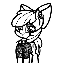 Size: 984x968 | Tagged: safe, artist:ewoudcponies, apple bloom, earth pony, pony, g4, clothes, collar, ear piercing, female, filly, foal, makeup, piercing, shirt, solo, spiked collar, t-shirt