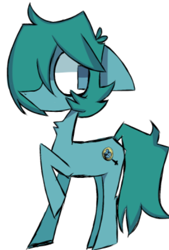 Size: 400x591 | Tagged: safe, artist:alandisc, oc, oc only, oc:max crow, earth pony, pony, chest fluff, earth pony oc, floppy ears, hair over one eye, male, no mouth, no pupils, raised hoof, simple background, solo, white background