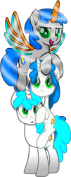 Size: 2395x5934 | Tagged: safe, artist:php178, derpibooru exclusive, oc, oc only, oc:neon gears, alicorn, pony, robot, robot pony, unicorn, g4, my little pony: rainbow roadtrip, my little pony: the movie, .svg available, :3, :d, :o, >:d, alicorn oc, alternate color palette, aperture iris, artificial alicorn, artificial horn, artificial wings, augmented, blue mane, blue tail, c:, carrying, curly mane, cute, cute face, cute smile, cyber eye, cyber eyes, determined smile, duality, female, floating, flying, gift art, gradient legs, green eyes, happy, holding a pony, holding on, hoof around neck, hoof on head, hoof on shoulder, horn, looking at you, looking forward, mare, mechanical wing, movie accurate, multeity, o mouth, oc riding oc, ocbetes, open mouth, open smile, orange (color), palette swap, ponies riding ponies, pony pile, race swap, recolor, riding, riding a pony, robotic legs, self paradox, self ponidox, shine, shiny, simple background, small mouth, smiling, smiling at you, special, spread wings, svg, tail, tall resolution, tower of pony, transparent background, trio, trio female, two toned mane, two toned tail, unicorn oc, vector, white body, wings
