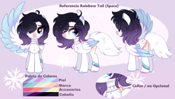 Size: 3496x1980 | Tagged: safe, artist:2pandita, oc, oc:rainbow tail, pegasus, pony, female, mare, reference sheet, solo