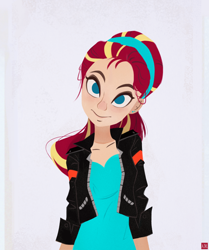 Size: 1144x1369 | Tagged: safe, artist:ajvl, sunset shimmer, equestria girls, g4, alternate hairstyle, female, headband, human coloration, simple background, solo, white background
