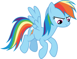Size: 3944x3000 | Tagged: safe, artist:cloudy glow, artist:yanoda, rainbow dash, pegasus, pony, bats!, g4, .ai available, female, flying, full body, high res, hooves, mare, simple background, smiling, solo, spread wings, tail, transparent background, vector, wings
