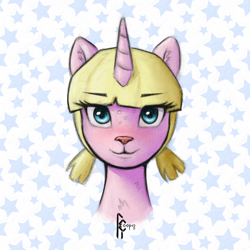 Size: 1510x1510 | Tagged: safe, artist:rcooper, oc, cat, cat pony, original species, pony, unicorn, :3, blue eyes, simple background, solo