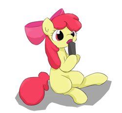 Size: 2331x2176 | Tagged: safe, artist:up_p_ab, apple bloom, earth pony, pony, g4, female, filly, foal, food, high res, simple background, sitting, sushi, white background