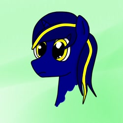 Size: 500x500 | Tagged: artist needed, source needed, safe, oc, oc only, oc:vajr, pony, unicorn, bust, gift art, green background, portrait, present, simple background, solo