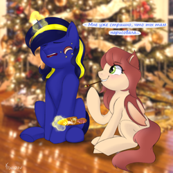 Size: 2048x2048 | Tagged: safe, artist:ksupav, oc, oc only, oc:airi, oc:vajr, bat pony, pony, unicorn, cyrillic, drawing, female, high res, magic, male, oc x oc, russian, shipping, speech bubble, straight, vairi