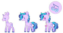 Size: 900x474 | Tagged: safe, artist:lilywolfpie, dj pon-3, rarity, vinyl scratch, oc, pony, unicorn, g4, blue hair, body markings, chibi, colored hooves, ear piercing, earring, fusion, glasses, jewelry, necklace, piercing, purple coat, simple background, solo, stars, transparent background