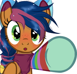 Size: 974x932 | Tagged: safe, artist:linli, oc, oc only, oc:solar comet, pegasus, pony, bandana, bow, cute, disguised changedling, eyelashes, freckles, frog (hoof), green eyes, hair bow, hooves, male, show accurate, simple background, sock, solo, transparent background, trap, underhoof, wide eyes