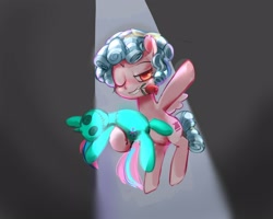 Size: 2500x2000 | Tagged: safe, artist:plasma fall, cozy glow, pegasus, pony, dancing, female, filly, flower, flower in mouth, foal, plushie, rose, rose in mouth, solo