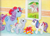 Size: 3400x2450 | Tagged: safe, artist:cathy beylon, baby blossom, baby glory, megan williams, sparkler (g1), sundance, earth pony, human, unicorn, g1, my little pony: baby firefly's adventure and other my little pony stories, bow, female, filly, foal, high res, looking out the window, mare, present, scan, tail, tail bow, white dress, window