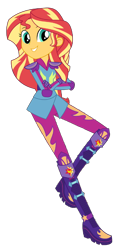 Size: 326x684 | Tagged: safe, sunset shimmer, human, equestria girls, g4, my little pony equestria girls: friendship games, boots, clothes, crossed arms, friendship games motocross outfit, friendship games outfit, gloves, leaning back, motocross outfit, motorcross, motorcycle outfit, one leg raised, racing suit, shoes, simple background, smiling, solo, transparent background, tri-cross relay outfit