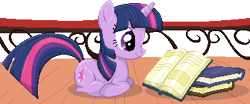 Size: 350x146 | Tagged: safe, artist:rockingscorpion, twilight sparkle, pony, unicorn, applebuck season, g4, book, female, mare, pixel art, reading, simple background, solo, transparent background, unicorn twilight