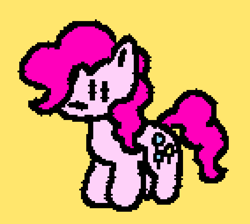 Size: 1142x1021 | Tagged: safe, artist:qoolguy, pinkie pie, earth pony, pony, g4, female, mare, simple background, solo, yellow background