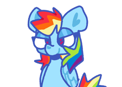 Size: 2531x1802 | Tagged: safe, artist:toaestt, rainbow dash, pegasus, pony, g4, angry eyes, base used, cross-eyed, eyelashes, folded wings, simple background, smiling, solo, spiky mane, transparent background, wings