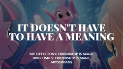 Size: 1280x720 | Tagged: safe, edit, editor:quoterific, idw, applejack, silverstream, twilight sparkle, alicorn, hippogriff, pony, seapony (g4), g4, abyssinians, applejack's hat, bubble, cowboy hat, female, hat, mare, ocean, open mouth, open smile, seapony silverstream, seaquestria, smiling, sunlight, text, trio, twilight sparkle (alicorn), underwater, water