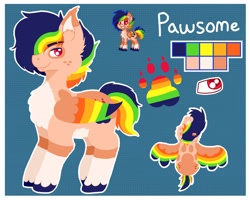 Size: 1280x1024 | Tagged: safe, artist:kaged-wolf, artist:synchr0wolf, oc, oc:pawsome, pegasus, pony, pony town, freckles, lineless, reference sheet, solo, unshorn fetlocks