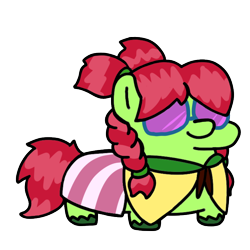 Size: 720x720 | Tagged: safe, artist:fluttershank, oc, oc only, earth pony, pony, cloak, clothes, earth pony oc, pigtails, simple background, skirt, squatpony, sunglasses, transparent background