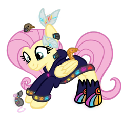 Size: 768x799 | Tagged: safe, artist:sjart117, fluttershy, pegasus, pony, ask the mane 12, g4, animal, cyberpunk, permission given, simple background, solo, summoner, transparent background
