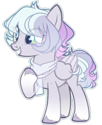 Size: 741x913 | Tagged: safe, artist:toffeelavender, oc, oc only, pegasus, pony, clothes, eye clipping through hair, grin, pegasus oc, scarf, simple background, smiling, solo, transparent background, unshorn fetlocks