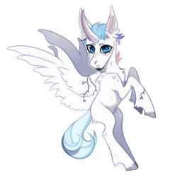 Size: 1185x1236 | Tagged: safe, artist:strangle12, oc, oc only, alicorn, pony, alicorn oc, ear fluff, hoof polish, horn, rearing, simple background, solo, white background, wings