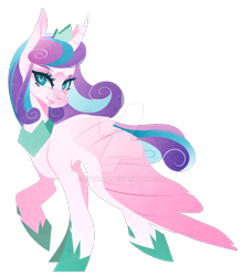 Size: 1920x2179 | Tagged: safe, artist:ryrxian, princess flurry heart, alicorn, pony, g4, curved horn, deviantart watermark, female, hoof shoes, horn, jewelry, mare, obtrusive watermark, older, older flurry heart, peytral, raised hoof, simple background, smiling, solo, tiara, transparent background, watermark