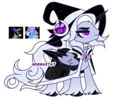Size: 1280x1019 | Tagged: safe, artist:mirrastat, king sombra, trixie, oc, alicorn, pony, unicorn, g4, alicorn oc, base used, colored wings, eyelashes, female, hat, horn, makeup, male, mare, offspring, parent:king sombra, parent:trixie, parents:trixbra, simple background, stallion, transparent background, two toned wings, unshorn fetlocks, wings, witch hat