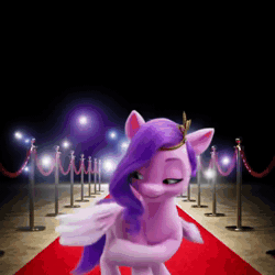 Size: 1080x1080 | Tagged: safe, screencap, pipp petals, pegasus, pony, g5, my little pony: a new generation, official, animated, cartoon physics, cellphone, female, glowin' up, hammerspace, hammerspace wings, instagram, mare, met gala, open mouth, open smile, phone, smartphone, smiling, solo, sound, spread wings, webm, wings