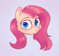 Size: 1959x1839 | Tagged: safe, artist:raily, fluttershy, pony, g4, aside glance, bust, cheek fluff, female, gradient background, looking at you, mare, portrait, solo, three quarter view, wrong eye color