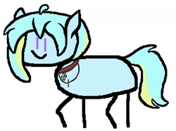 Size: 1514x1124 | Tagged: safe, artist:nature guard, oc, oc only, oc:陌路, earth pony, pony, collar, in a nutshell, simple background, smiling, solo, stick pony, white background