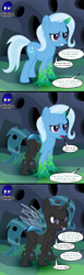 Size: 3840x12462 | Tagged: safe, artist:damlanil, trixie, changeling, pony, unicorn, g4, absurd resolution, changeling hive, changeling slime, changelingified, comic, commission, female, hive, horn, implied chrysalis, link in description, magic, magic aura, mare, mind control, offscreen character, shiny mane, show accurate, solo, species swap, speech bubble, story, story in the source, story included, text, transformation, transformation sequence, trixieling, vector, wings