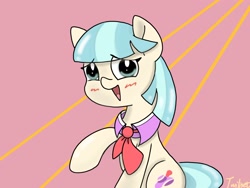 Size: 2886x2165 | Tagged: safe, artist:twiliset, coco pommel, earth pony, pony, g4, cute, flushed face, happy, high res, looking at you, shy, smiling, smiling at you, solo