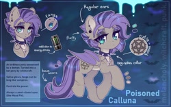 Size: 3900x2426 | Tagged: safe, artist:radioaxi, oc, oc only, oc:poisoned calluna, bat pony, pony, high res, reference sheet, solo