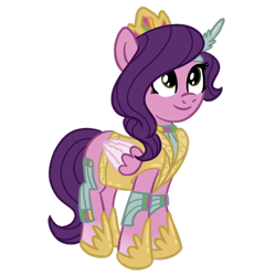 Size: 768x799 | Tagged: safe, artist:sjart117, pipp petals, pegasus, pony, ask the mane 12, g5, armor, cyberpunk, female, knight, mare, permission given, princess, royalty, simple background, solo, transparent background
